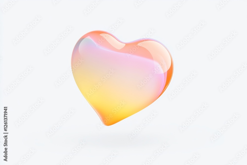 Poster colorful heart-shaped render showcasing a smooth gradient with a soft glow on a minimalist backgroun