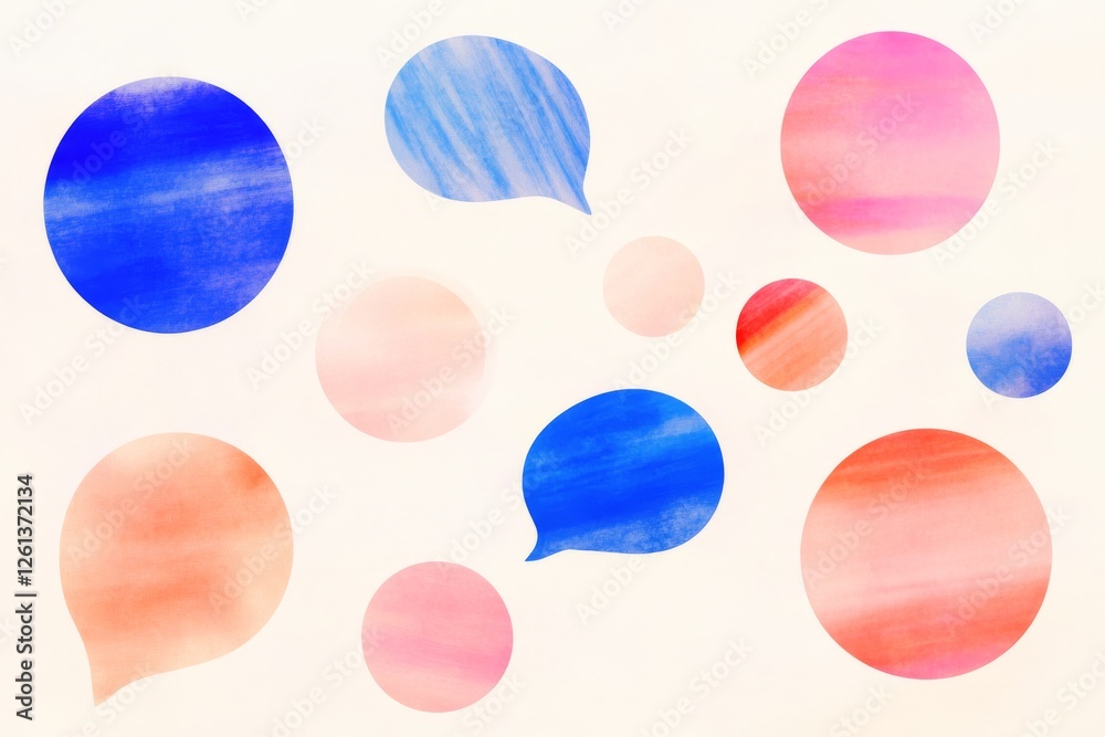 Poster colorful speech bubbles creating a dynamic visual representation of communication and media concepts