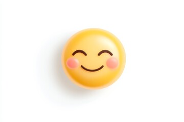 Fototapeta premium Bright and cheerful flat design representation of a smiling emoji with rosy cheeks and a happy expression