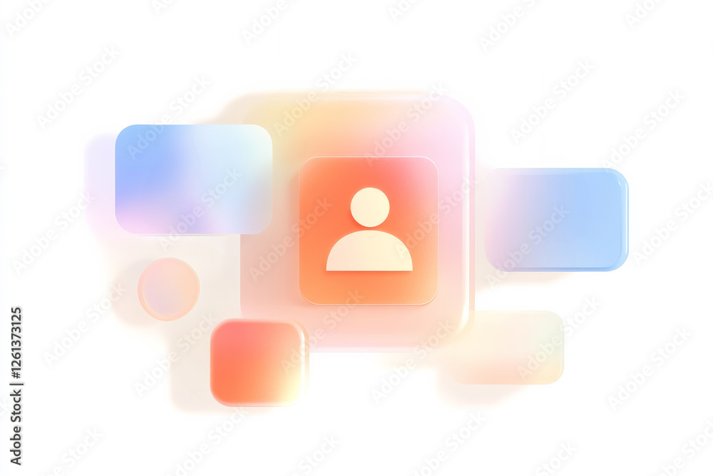 Poster flat design representation of media and communication concepts with abstract shapes and colors