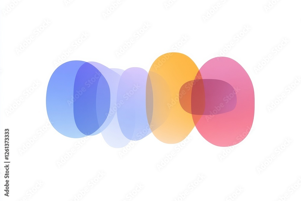 Poster flat design representation of communication concepts with colorful overlapping shapes and modern aes