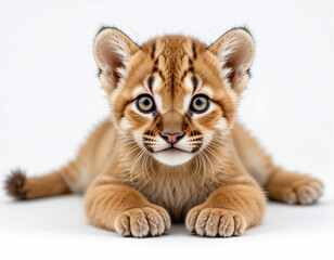 Obraz premium Baby Mountain Lion (Puma) Lying Down with a Gentle Expression