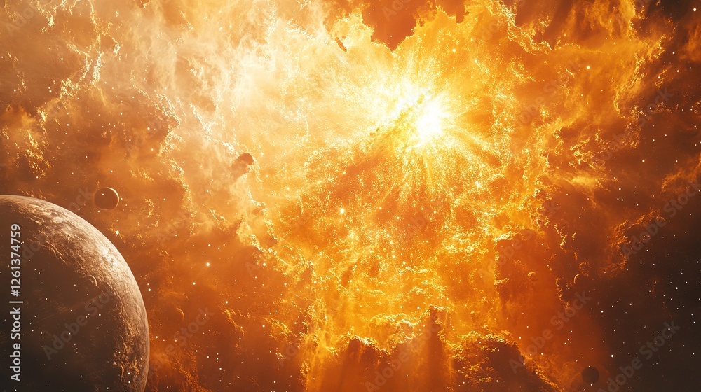 Wall mural cosmic explosion event outer space digital art galactic environment celestial viewpoint universe con