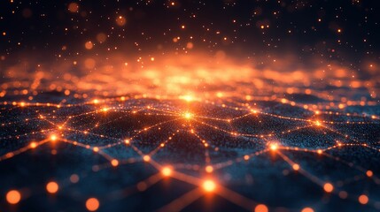 Fototapeta premium Glowing network nodes abstract digital art