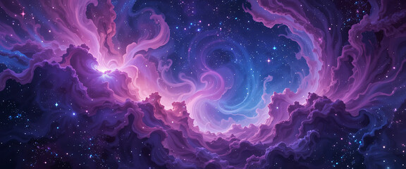 Obraz premium Abstract cosmic galaxy background with swirling nebulas, sparkling stars, and vibrant cosmic colors of purple, blue, and pink