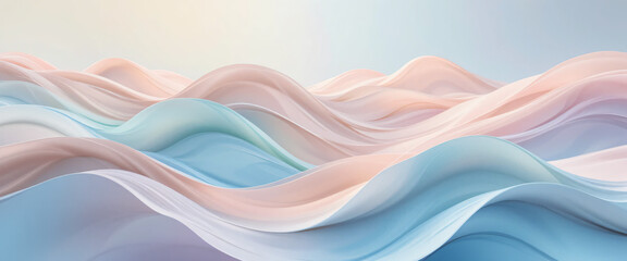 Fototapeta premium Abstract gradient waves in pastel colors with soft shadows, creating a layered and flowing 3D effect