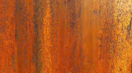 Corroded metal surface bearing rusty orange textures, weathered vertical streaks creating abstract background with rich brown and orange patina