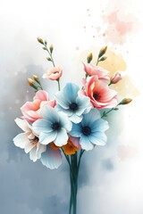 Obraz premium Delicate flowers blend in soft tones and smooth transitions, creating a light, airy composition ideal for greeting cards and seasonal designs