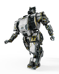 the war machine is running up for action on white background in side view