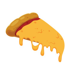 Pizza Margherita slice with cheese. Fast food, Italian cuisine. Cooking, restaurant menu, eating, recipes concept. Vector illustrations