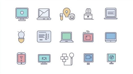 Flat Design IT Icons Set for Modern Digital Solutions