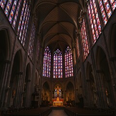 Majestic Cathedral: Stunning Interior & Exterior Views – Gothic Architecture, Stained Glass, Grand Design – Perfect for Religious, Historical, or Travel Themes