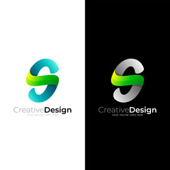Abstract letter S logo with 3d colorful, S logos