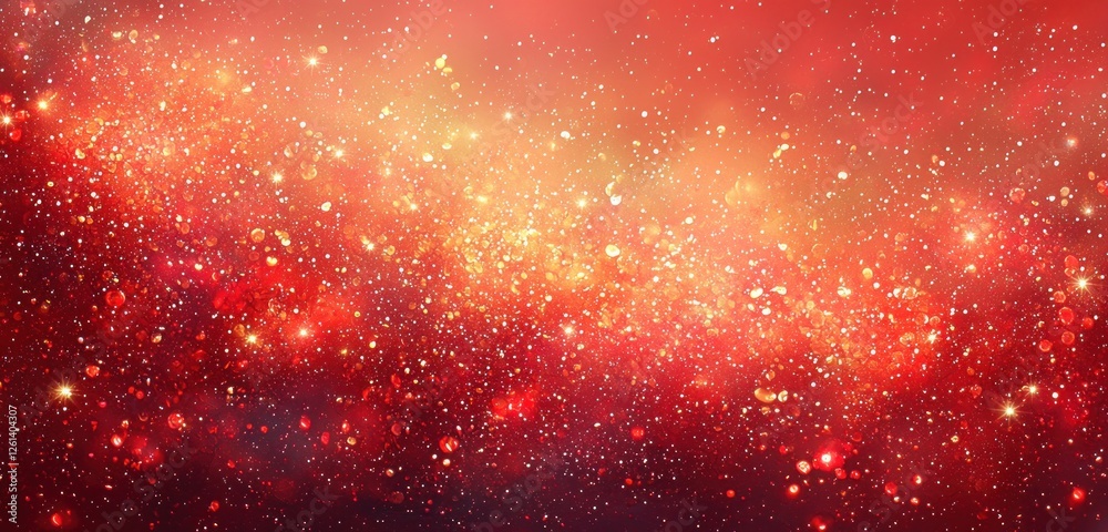 Wall mural a sparkling red background filled with dazzling glitter and twinkling effects, adding an abstract, f
