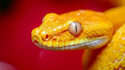 Fototapeta premium Close-up of a Vibrant Yellow Snake: A Captivating Look at Nature's Beauty