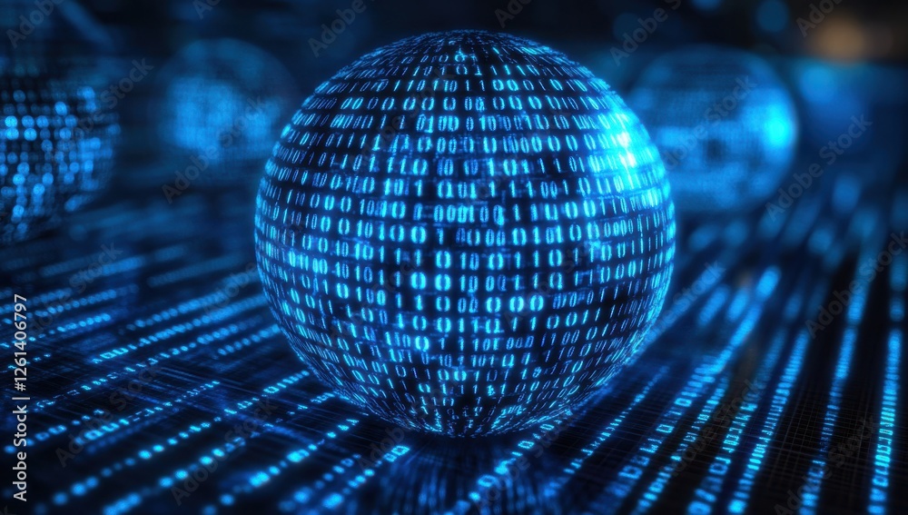 Aufkleber abstract digital sphere formed from binary code representing data, technology, and advanced computin