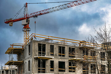 New house construction. Concrete frame	