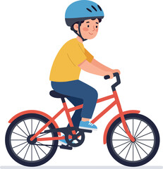 Naklejka premium Child riding a bicycle in a flat style vector illustration showcasing joyful movement and playful energy