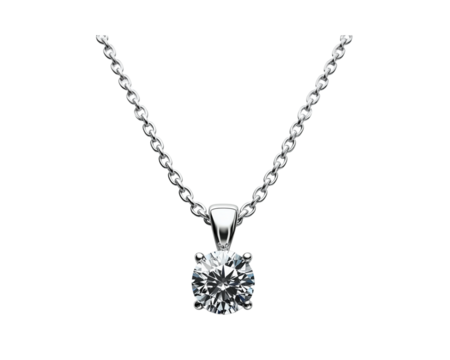 diamond solitaire necklace silver or platinum or white gold overlay for photograph isolated transparent background