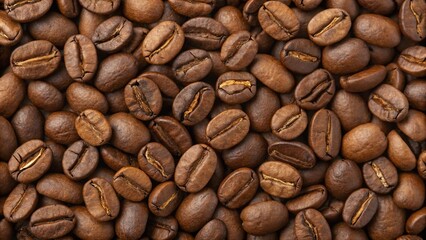 Obraz premium Rich Brown Coffee Beans Spread with Natural Imperfections