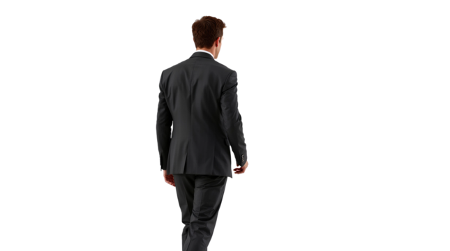 Young business man standing, white background, transparent png