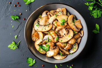 Saut&eacute;ed Mushrooms in a Bowl