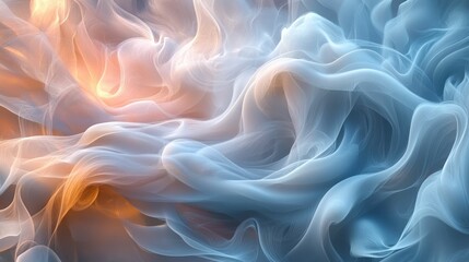 Obraz premium Serene abstract swirls of light blue and orange hues