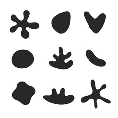 Abstract shapes.Abstract black blotch shapes. Modern art. Vector shapes isolated on white. Geometric forms. Black abstract form on white background. Minimalistic forms. Vector illustration with shapes