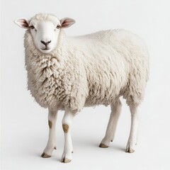 Fototapeta premium Sheep Isolated on White Background, High-Resolution Image for Design Projects
