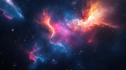 Naklejka premium Stunning Space Nebula and Galaxy, Vibrant Cosmic Scene for Science and Technology