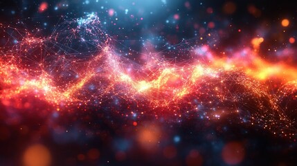 Glowing network energy abstract art fiery