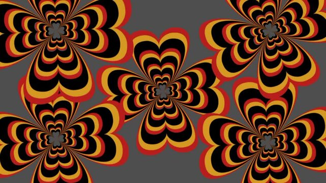 seamles pattern with flowers, Abstract Clover Pattern with Vibrant Colors, Optical Illusion of Interlocking Hearts in a Clover Shape