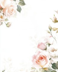 Watercolor Roses Bouquet Set for Wedding Invitations and Floral Designs