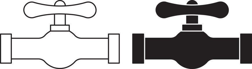 outline silhouette water valve icon set