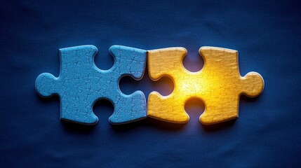 Obraz premium Illuminated Puzzle Pieces: Teamwork, Connection, and Problem Solving