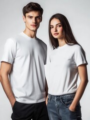 Fototapeta premium White T-Shirt Mockup Front and Back Views for Apparel Design Templates