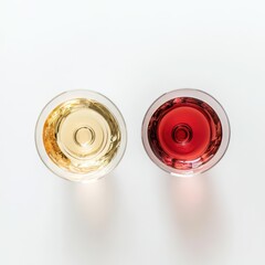 White Wine and Red Wine in Elegant Glassware Isolated on White Background for Beverage Branding