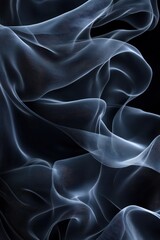 Obraz premium Abstract black silk texture background with flowing wavy patterns and smooth gradients, providing a luxurious and elegant design space.