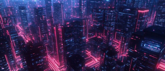 Obraz premium Neon Metropolis: A Futuristic Cityscape