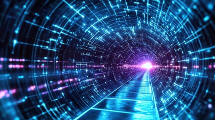Fototapeta premium Futuristic Abstract Technology Background Featuring Neon Lines and Digital Networks for Big Data and AI Concepts