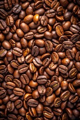 Fototapeta premium Close-Up of Coffee Beans on Black Background, Showcasing Texture and Shine