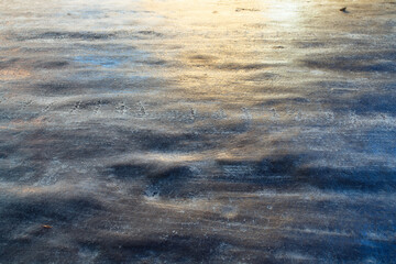 Hokkaido,Japan - February 7, 2025: Icy road or black ice at Susukino district in Sapporo, Hokkaido, Japan