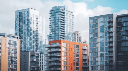 Naklejka premium Modern Architectural marvel showcasing urban skyscrapers and city development
