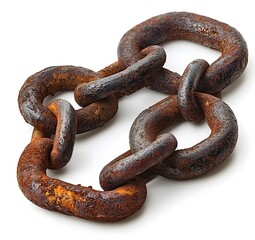 Fototapeta premium Rusted metal chain links isolated on white background