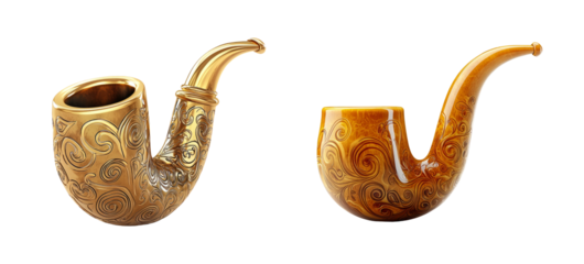 Vintage Smoking Pipes on Transparent Background