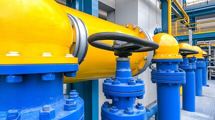 Industrial Yellow Pipes and Valves at a Modern Facility