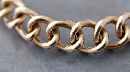 Close-up of a Shiny Golden Chain Link on Textured Background