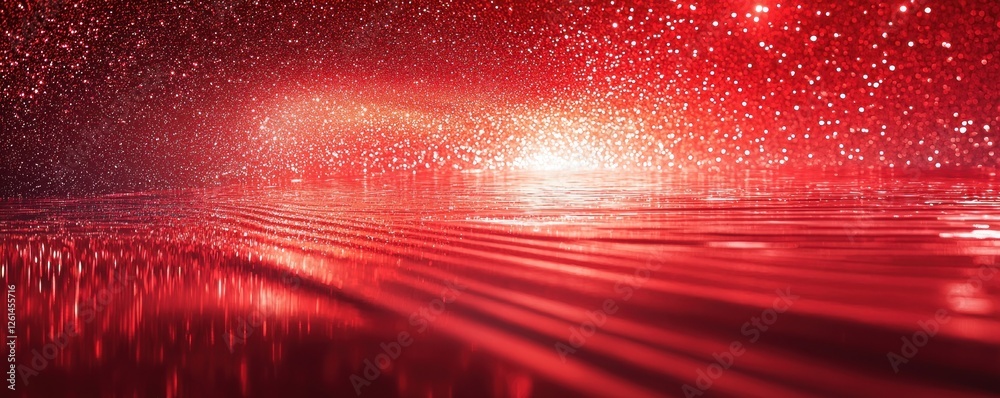 Wall mural abstract red glitter background with a reflective surface, adding a touch of glamour and elegance
