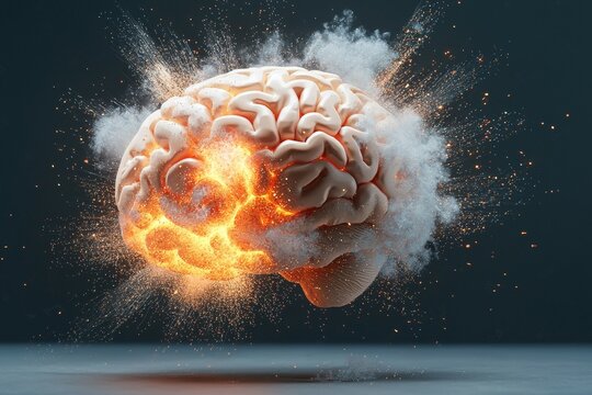 Brain is exploding with sparks and debris