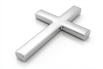 Fototapeta premium Silver cross is shown on a white background